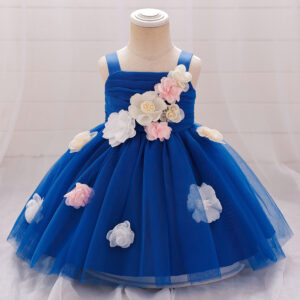 New Girls Dress Forest Strap Flower Mesh Puffy Tulle Princess Dress (06M - 3Y)