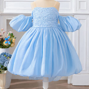 Fancy Satin European Design Satin Fabric Bow Evening Dress (8Y - 10Y)