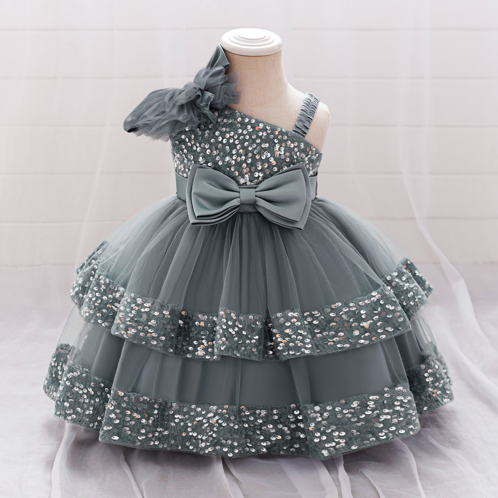 Sequin Princess Girls Flower Dress (06M - 3Y) - Image 2