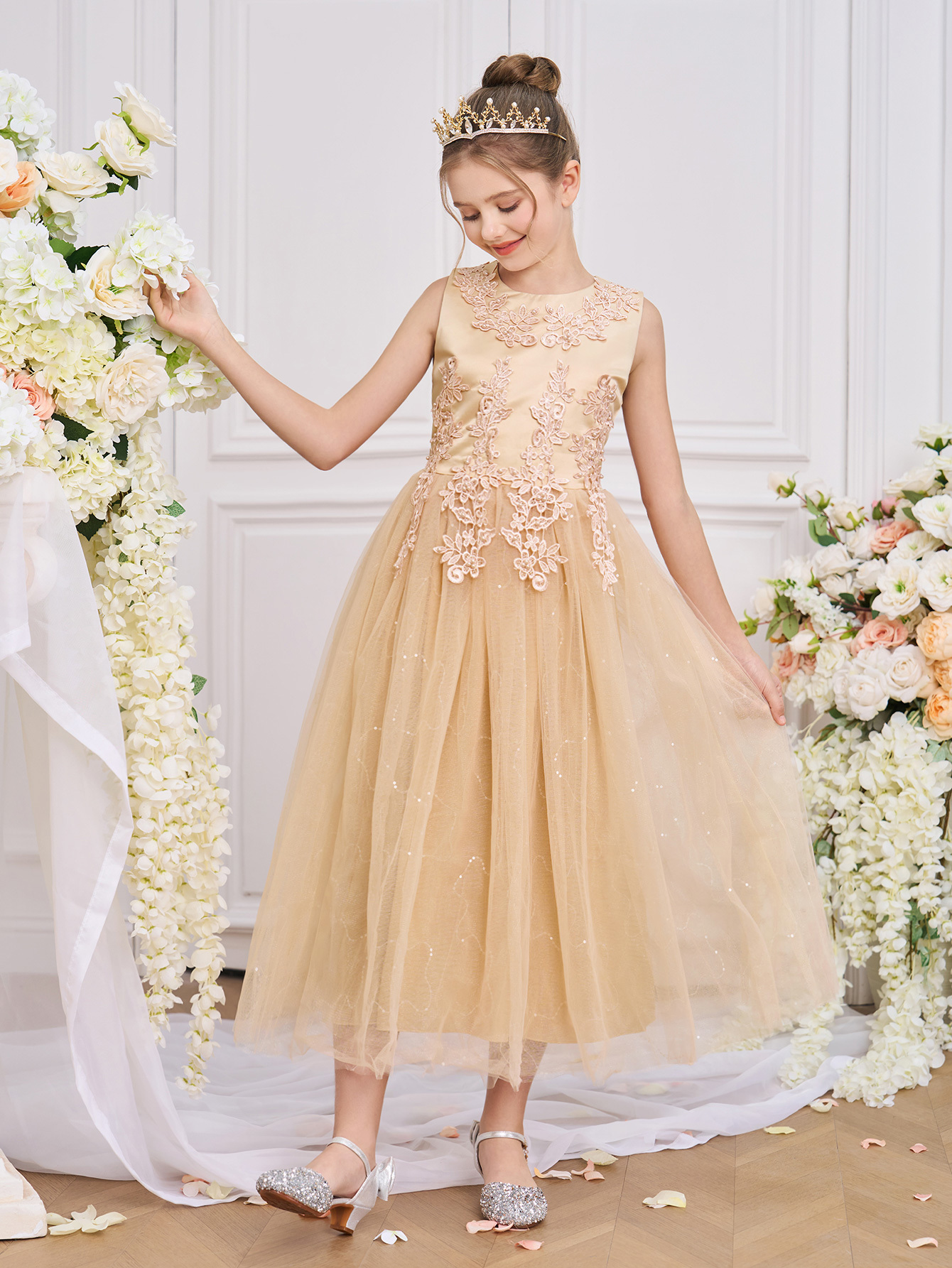 Satin Tulle Evening Dress (8Y - 10Y)